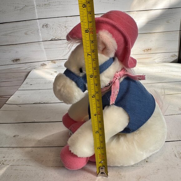 Aurora Cowboy Horse Plush White Pink Hat Bandana Boots Stuffed Animal 8" Toy - Picture 9 of 11